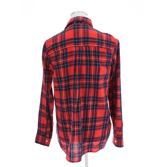 Old Navy Womens Sz M The Classic Shirt Red Flannel Button Up Shirt Plaid Tartan - Picture 6 of 9